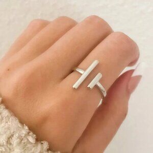 925 Sterling Silver Double Bar Ring Minimalist Ring Dainty Ring Bar Ring